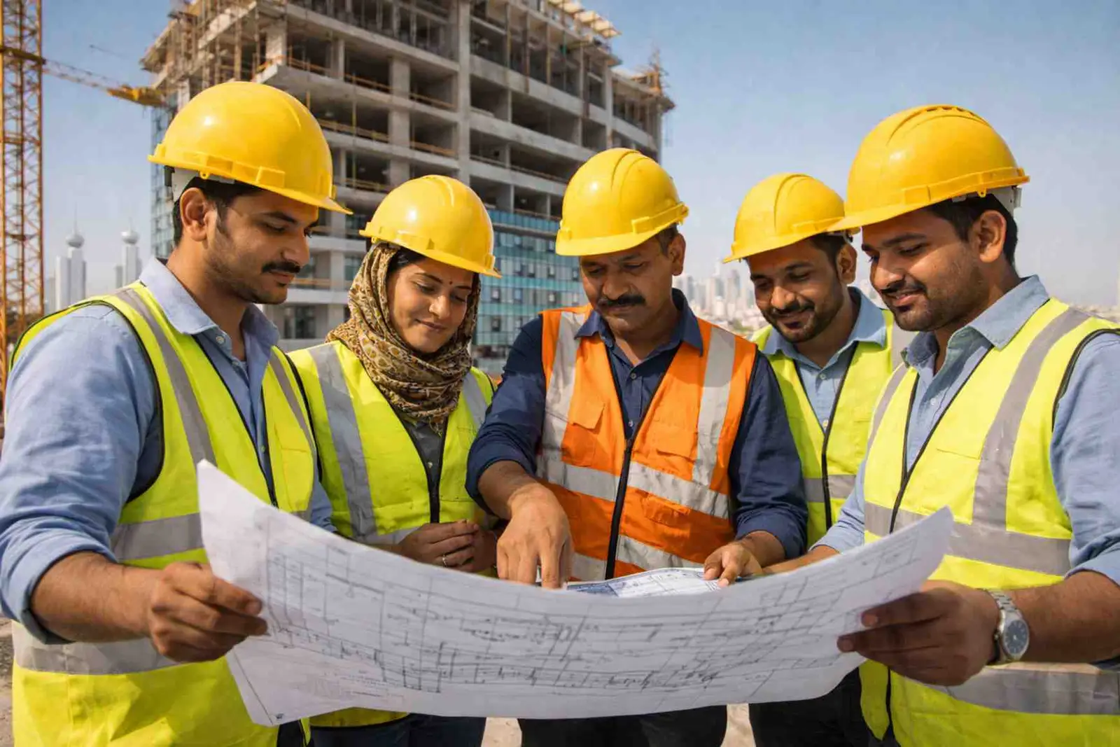 Workers on a Kuwait construction project