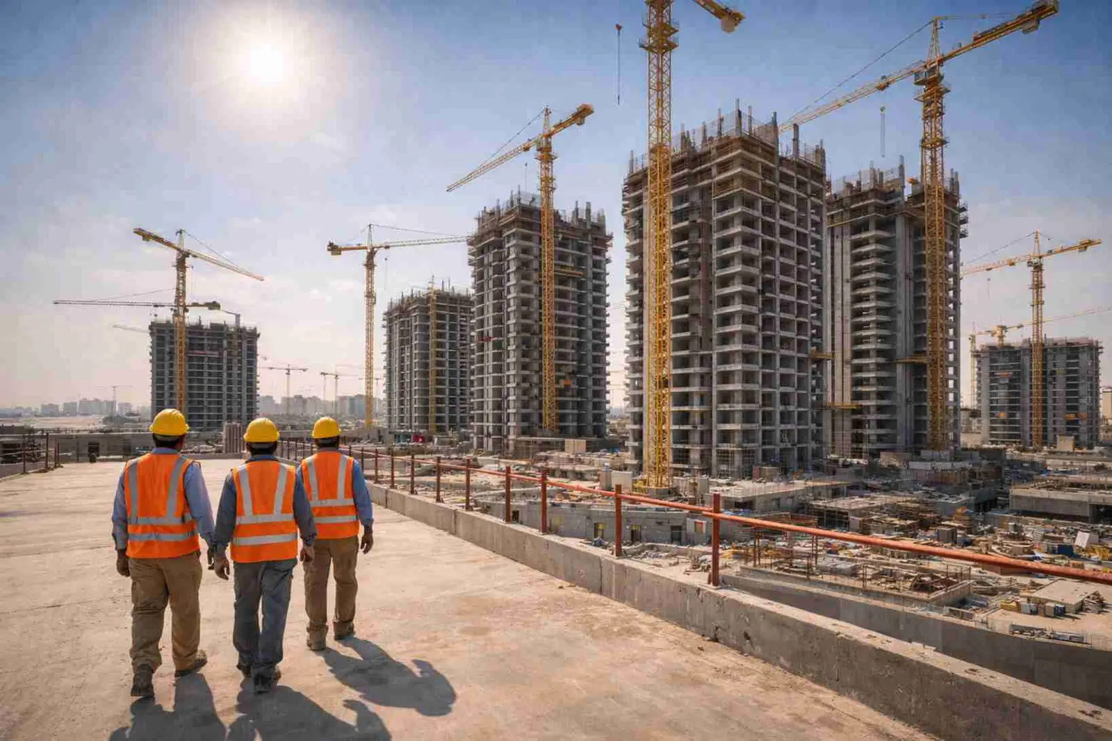 Construction workers at Lusail City development Qatar