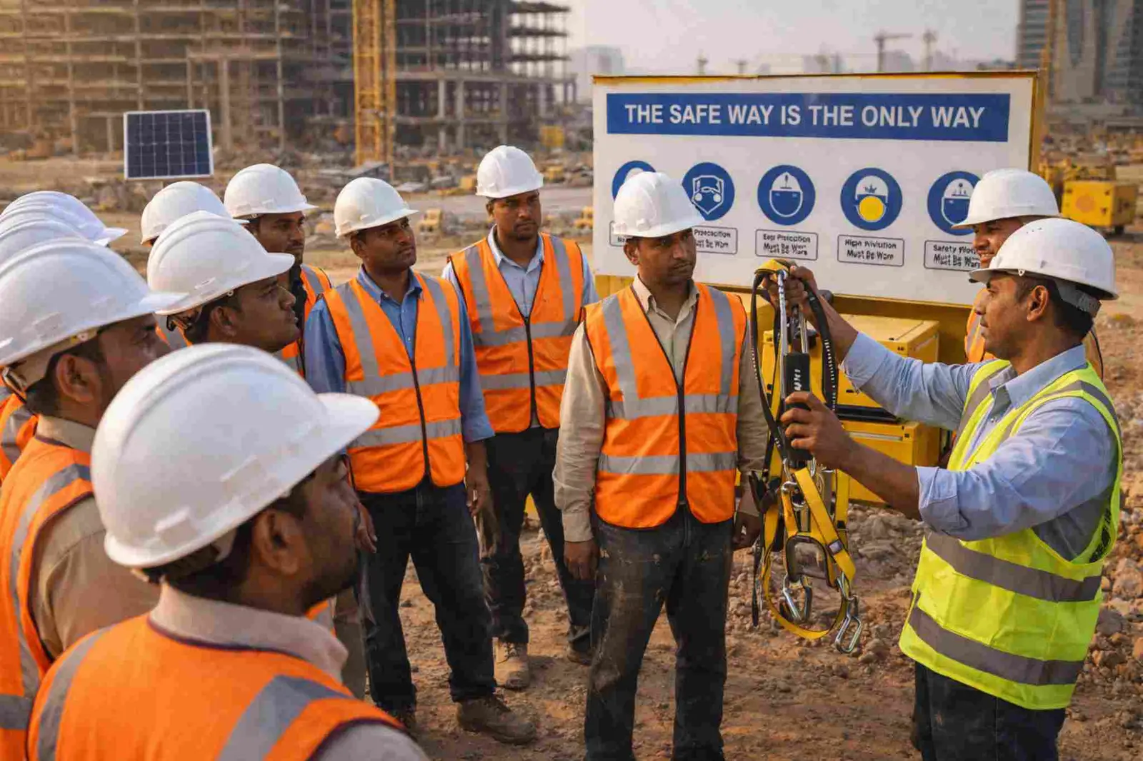 Workers completing safety training in Saudi Arabia