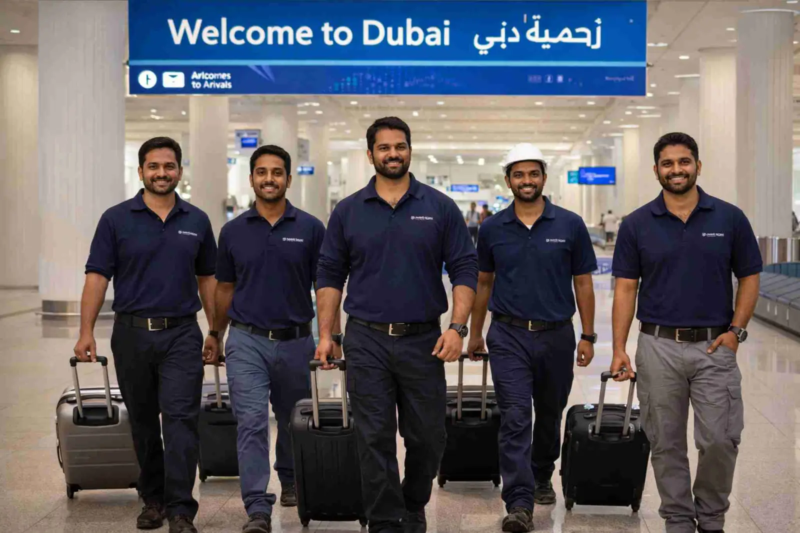 Workers arriving in Dubai for rapid deployment